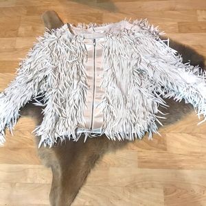NWOT Sz 0 FLANNEL Fringed Blouse